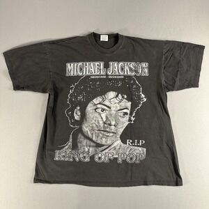 Michael Jackson Shirt Mens 2XL Black King Of‎ Pop RIP Graphic Music Tee Johnson